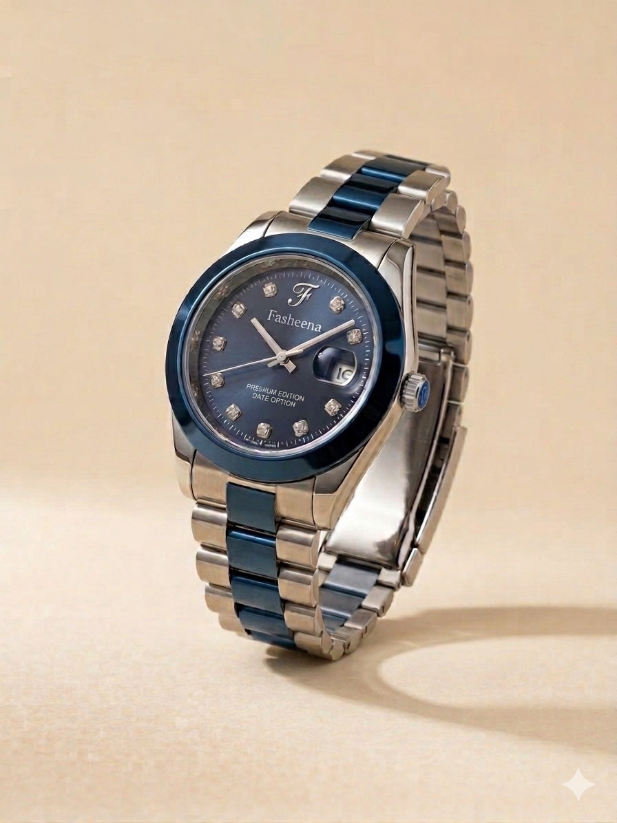 Fasheena Dark Blue Featured Mens Watch