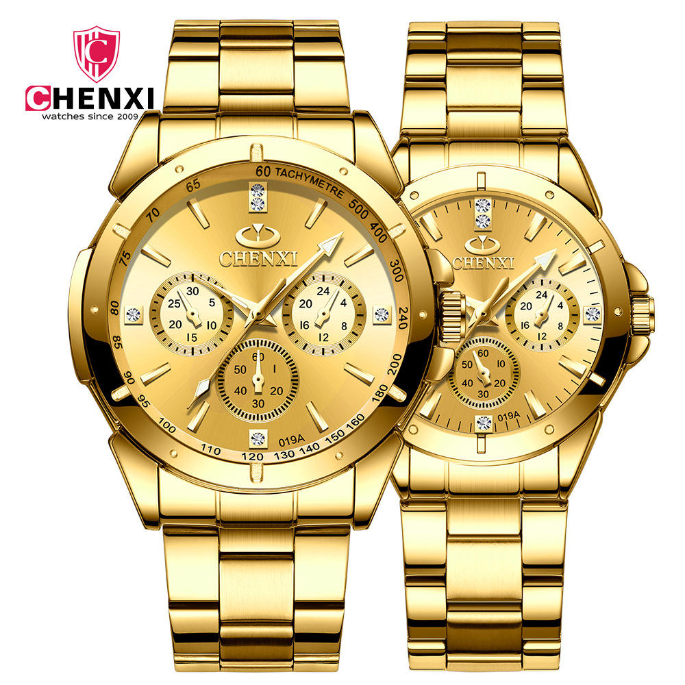 CHENXI 019 Lovers Watch Luxury Steel Band Quartz Wristwatches Casual Dress Waterproof Couples Clock AliExpress Hot Sell Watches