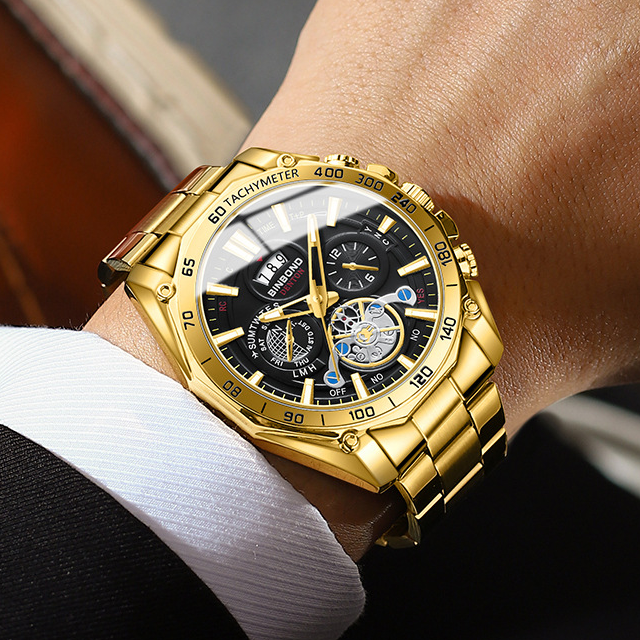 Binbond B4750 4750 Men Luxury Waterproof Quartz Wrist Watch Men's Fashion Sport Auto Date Luminous Skeleton Watches Man Clock