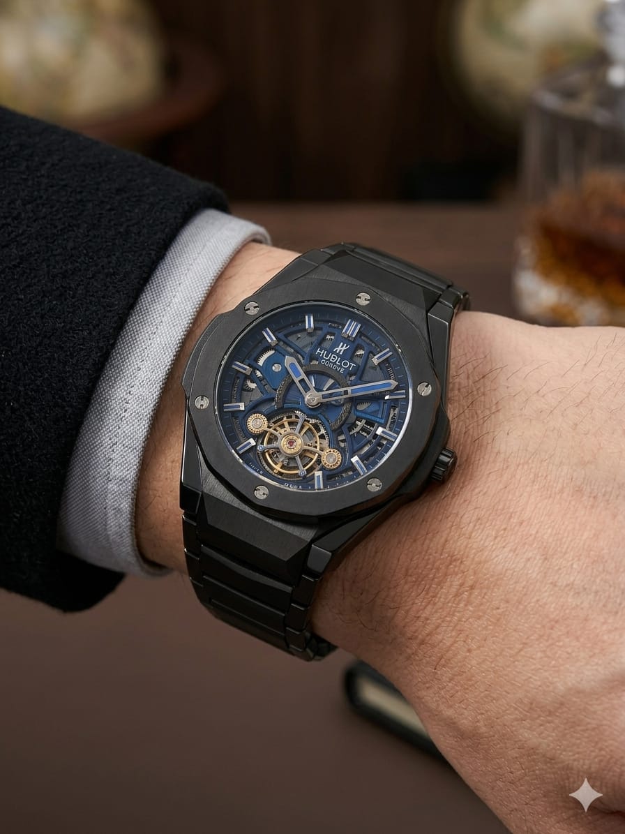 HUB Black Heavy Steel Watch For Men - Fasheena Styles