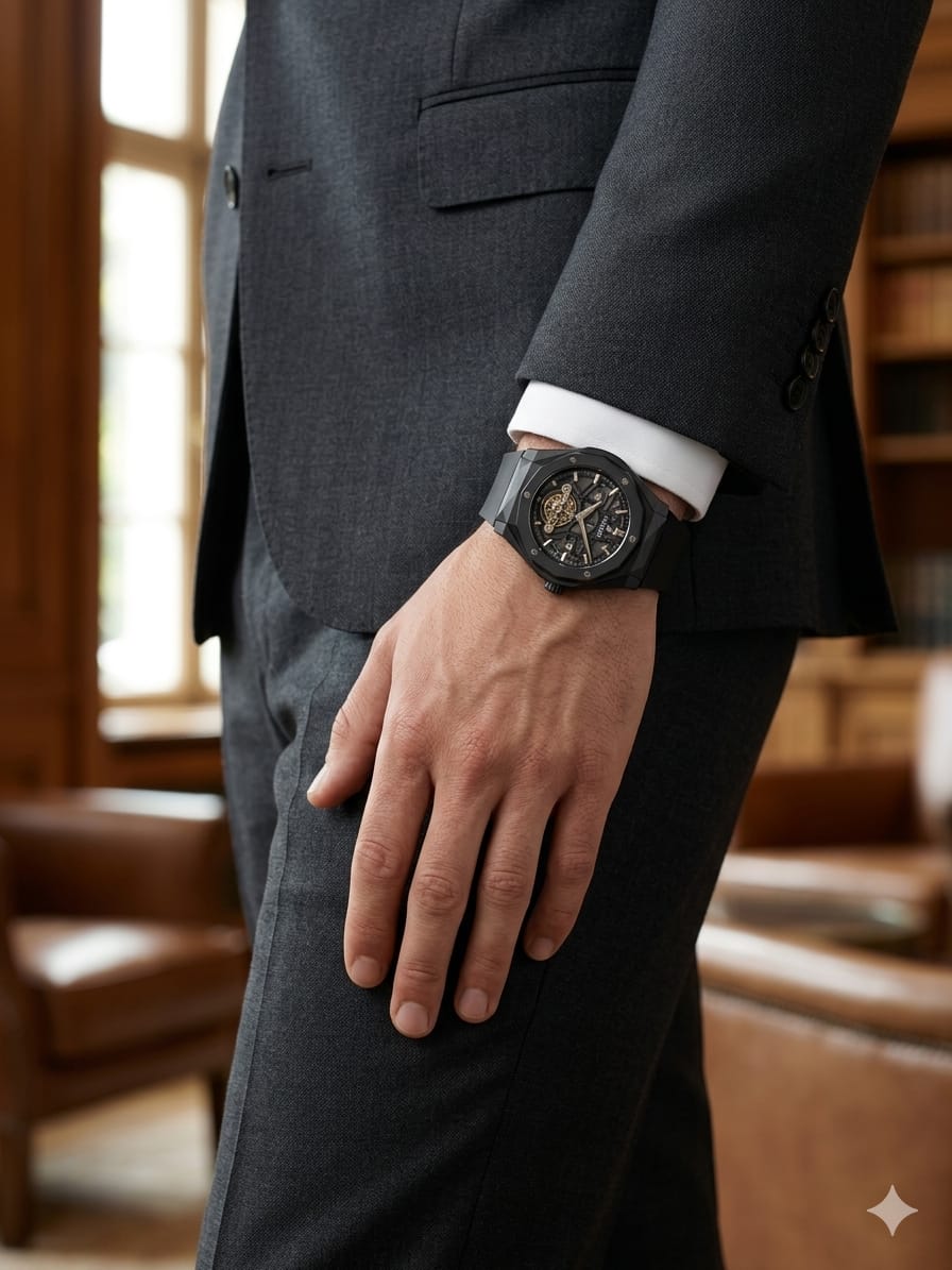 HUB Black Heavy Steel Watch For Men - Fasheena Styles