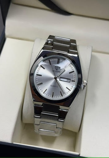 Dearno white silver watch for men