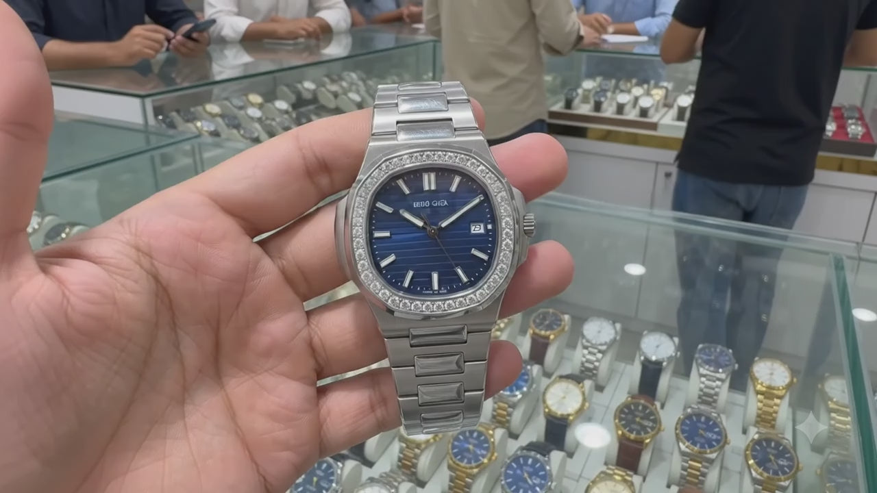 Semi automatic watch in blue dial for men