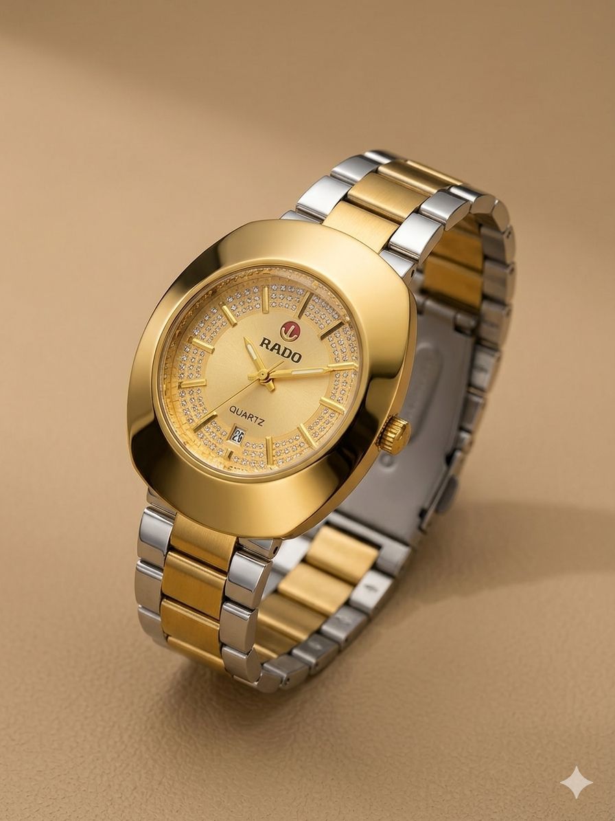 Rado Diastar Two Toned Golden Watch For Men - Fasheena Styles