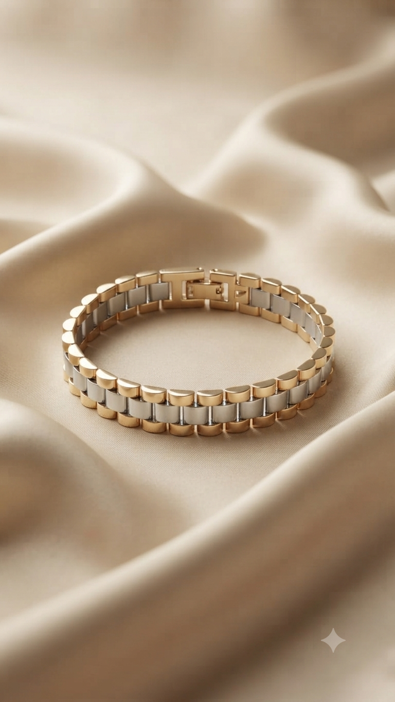 Golden silver two toned bracelet for men