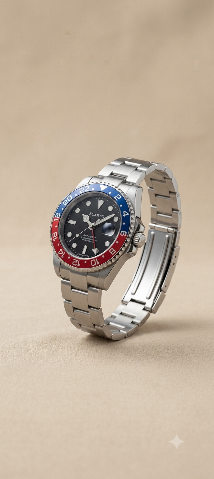 Ticarto Red and blue moving dial watch for men