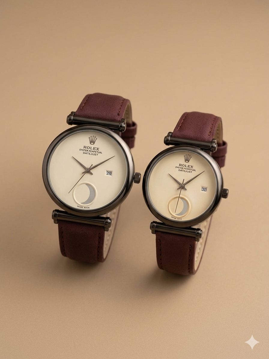 Rolex Couple Watch With Simple White Dial - Fasheena Styles