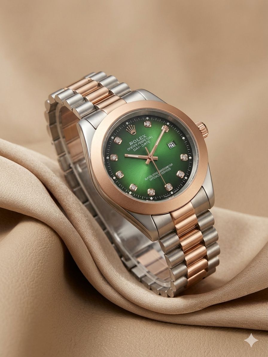Rolex Oyster Perpetual With Green Dial for men - Fasheena Styles