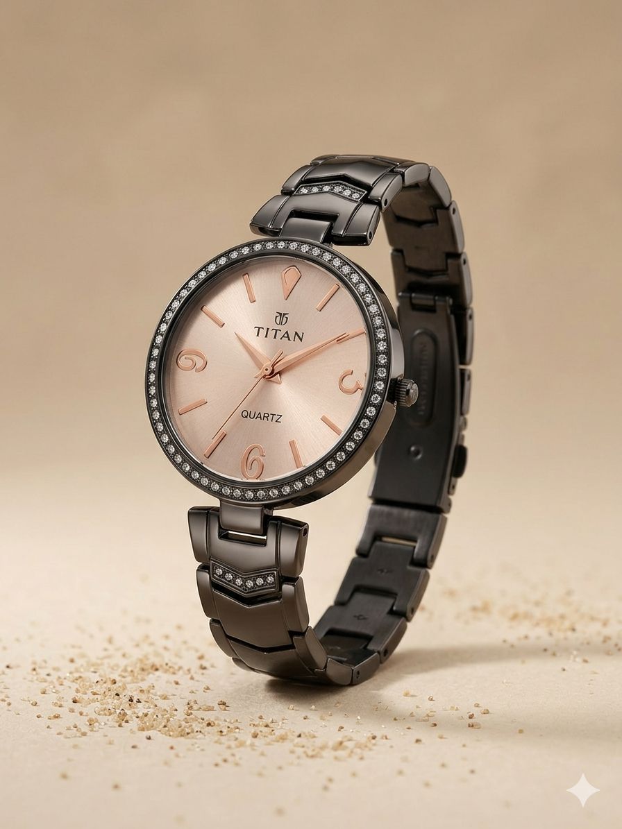 TT Black Strip With Rose Gold Dial For Ladies - Fasheena Styles